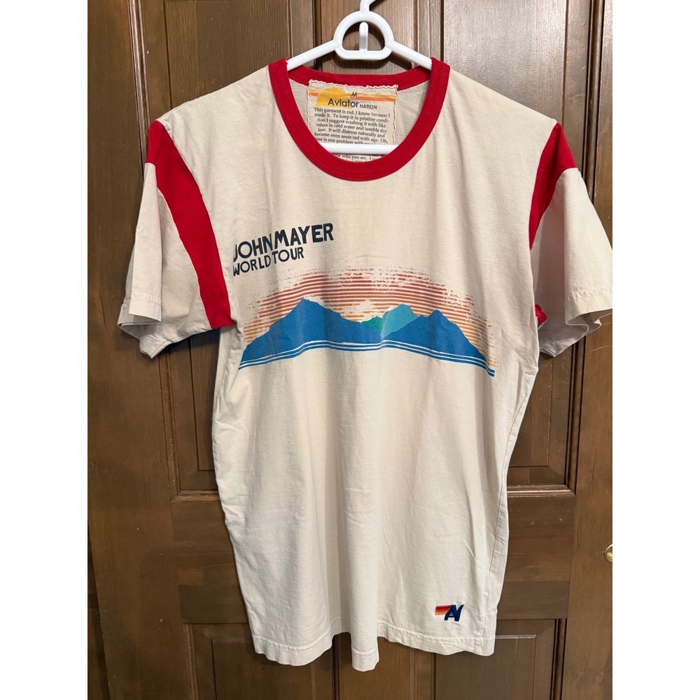 Rare Aviator Nation John Mayer World Tour Ringer T-Shirt Mens Medium 77